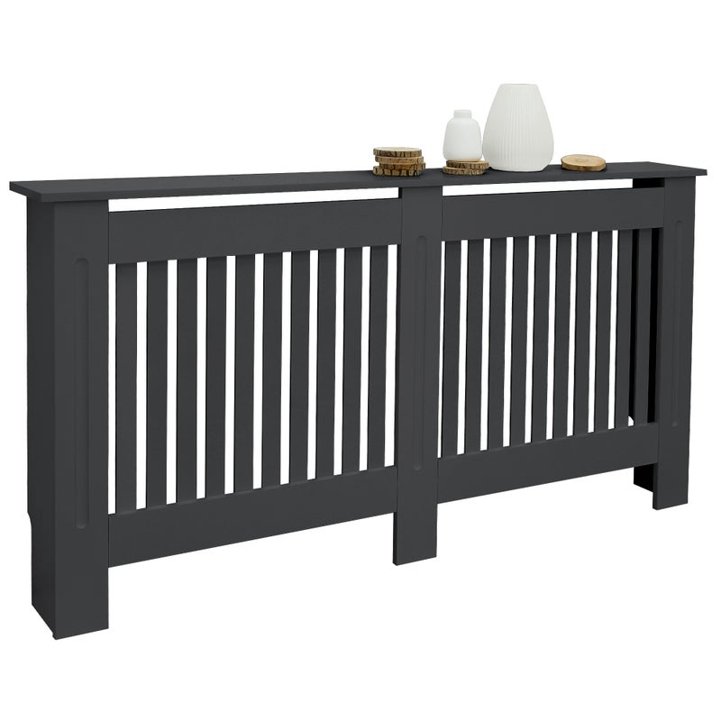 ECD Germany osłona na grzejnik 152x19x82 cm MDF lakierowany antracyt styl wiejski dekoracja do salonu i sypialni elegancka osłona grzewcza