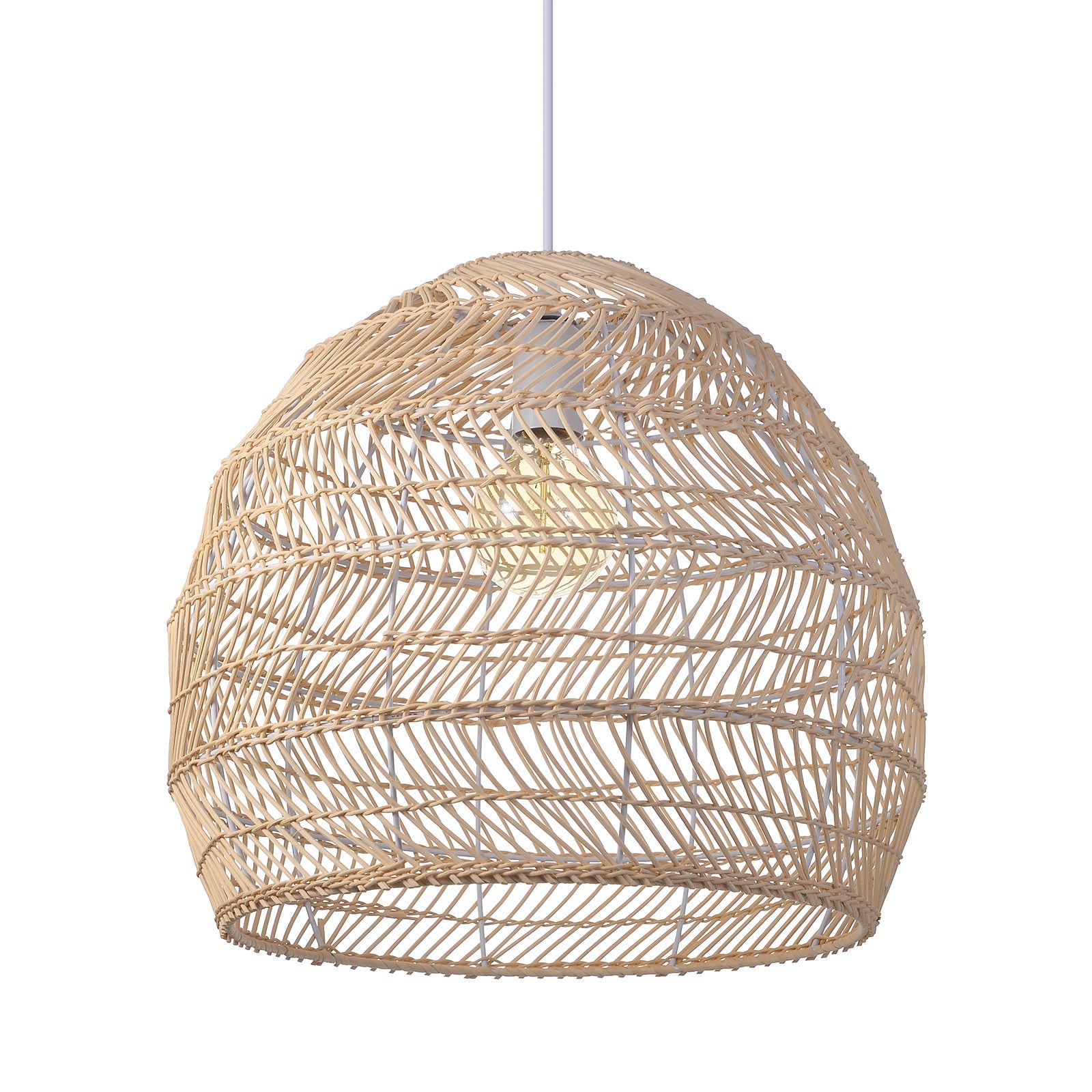 Lampe suspendue en rotin E26, dôme d'éclairage naturel tissé à la main, pour cuisine et ferme D50 cm x H50 cm - 2