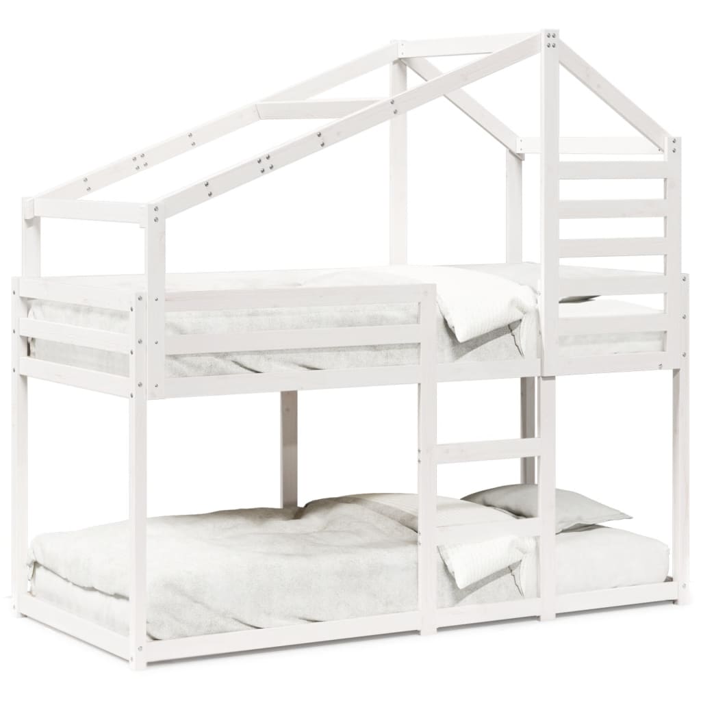 Lit superposé avec toit blanc 75x190 cm bois massif de pin - 2