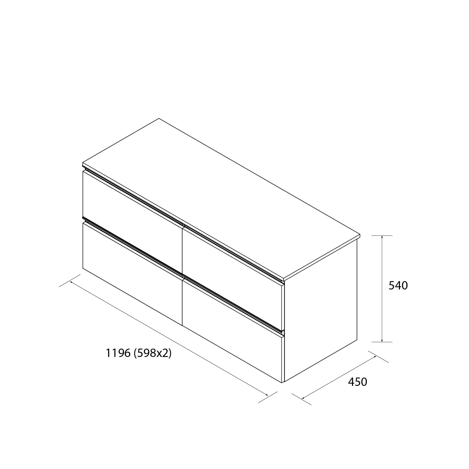 Meuble de salle de bain BEQUIA METAL 120cm Chêne | Avec plan toilette (vasque non incluse) - 5