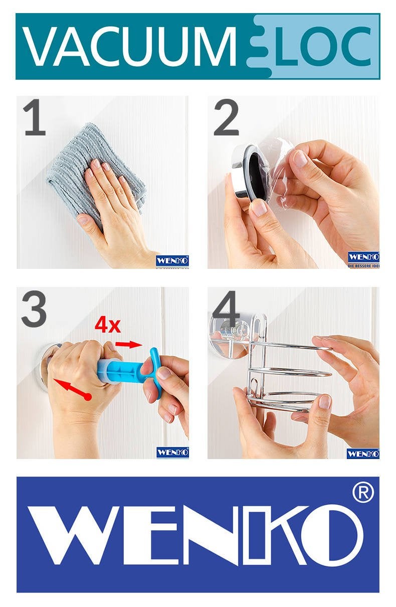 Raclette De Douche, Raclette Salle De Bain, Support Mural, Solution Sans Perçage, Innovation 'vacuum Loc Plus', Pavia, Noir - 5