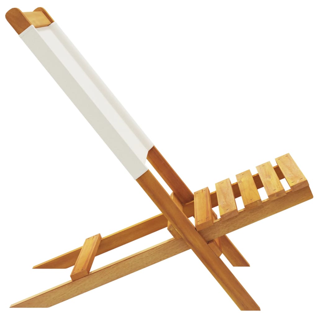 6 pcs Cadeiras de jardim | Cadeira de exterior | Poltrona de jardim dobráveis tecido/madeira branco nata CFW694288 - 6