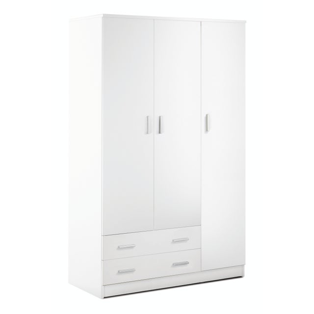 Armadio 3 ante 2 cassetti h 182 cm colore Bianco Lisco