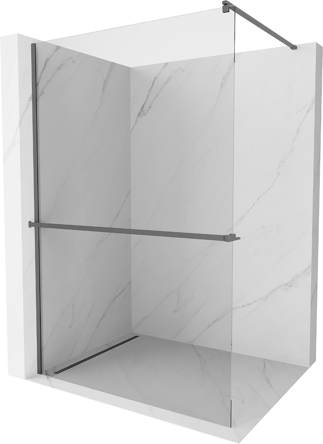 Mexen Kioto+ ścianka prysznicowa z półką Walk-in 95 x 200 cm, transparent, gun metal - 800-095-121-95-00