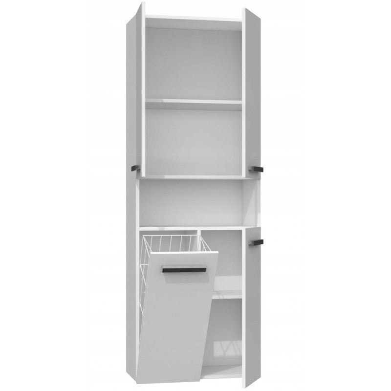 GLAZE | Mueble de baño con puerta + cesta | Estilo moderno | Dimensiones: 174x60x30cm | columna de baño - 3
