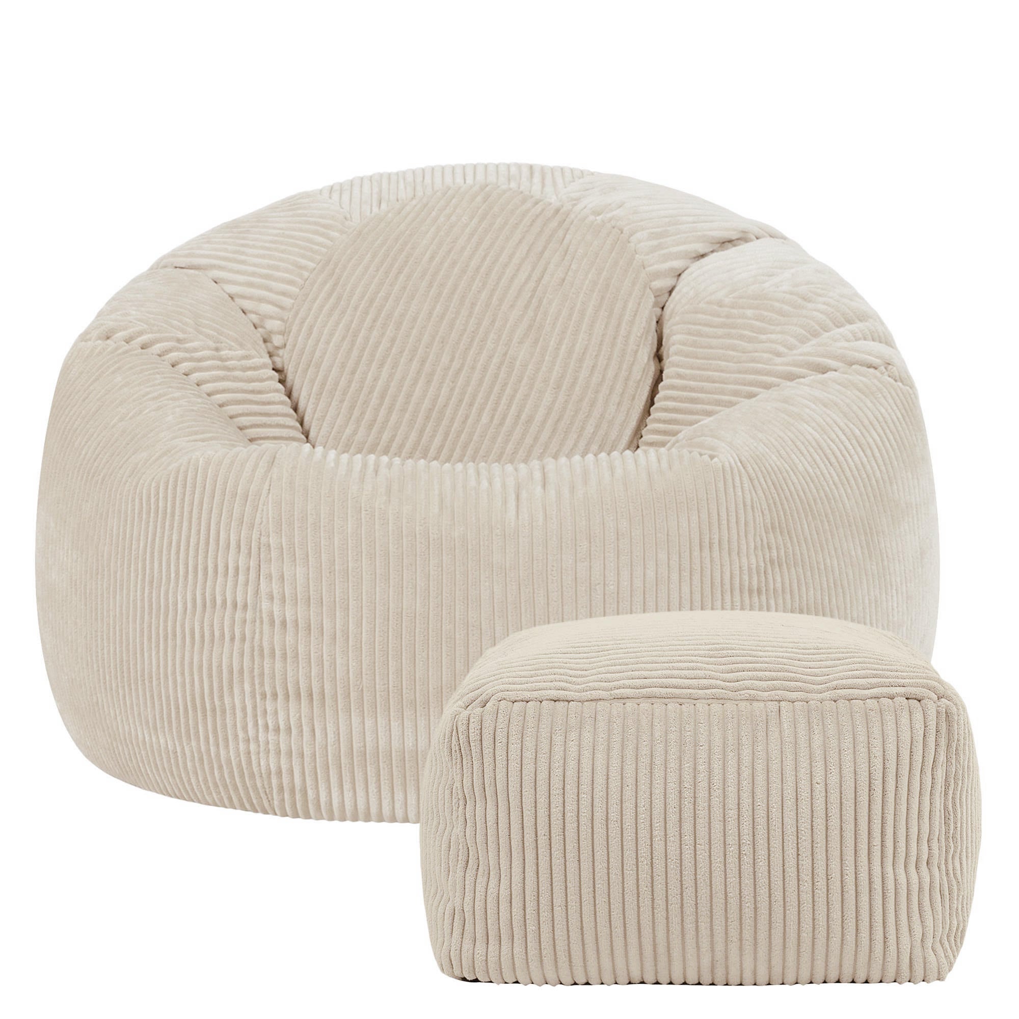 Pouf Icon poggiapiedi Icon, soggiorno, camera da letto, velluto a coste beige ghiaia, 85x85 cm, Made in Germany, Oeko-Tex® - 4