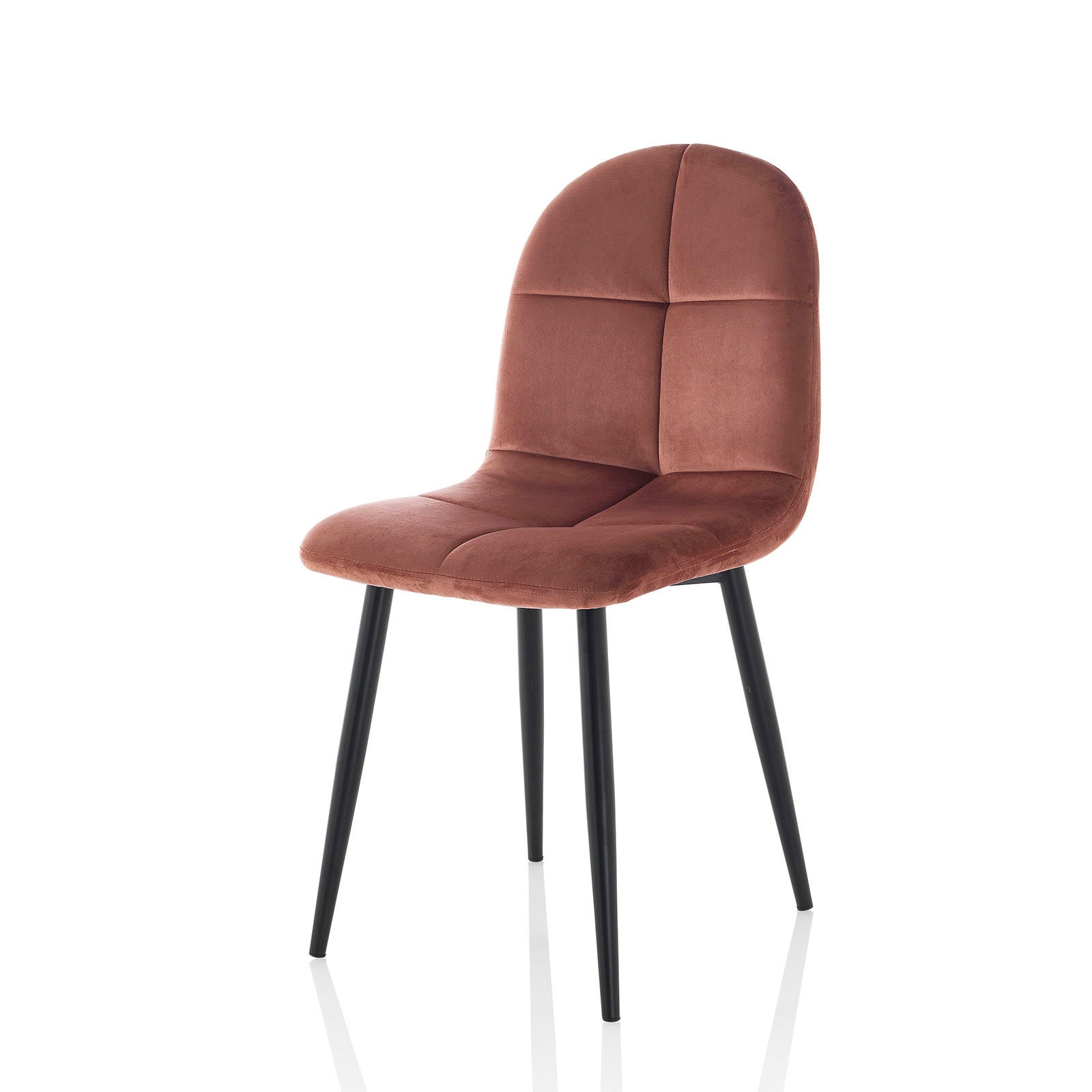 Juego de 4 sillas AMELIA rosa antiguo en metal y terciopelo. Leroy Merlin