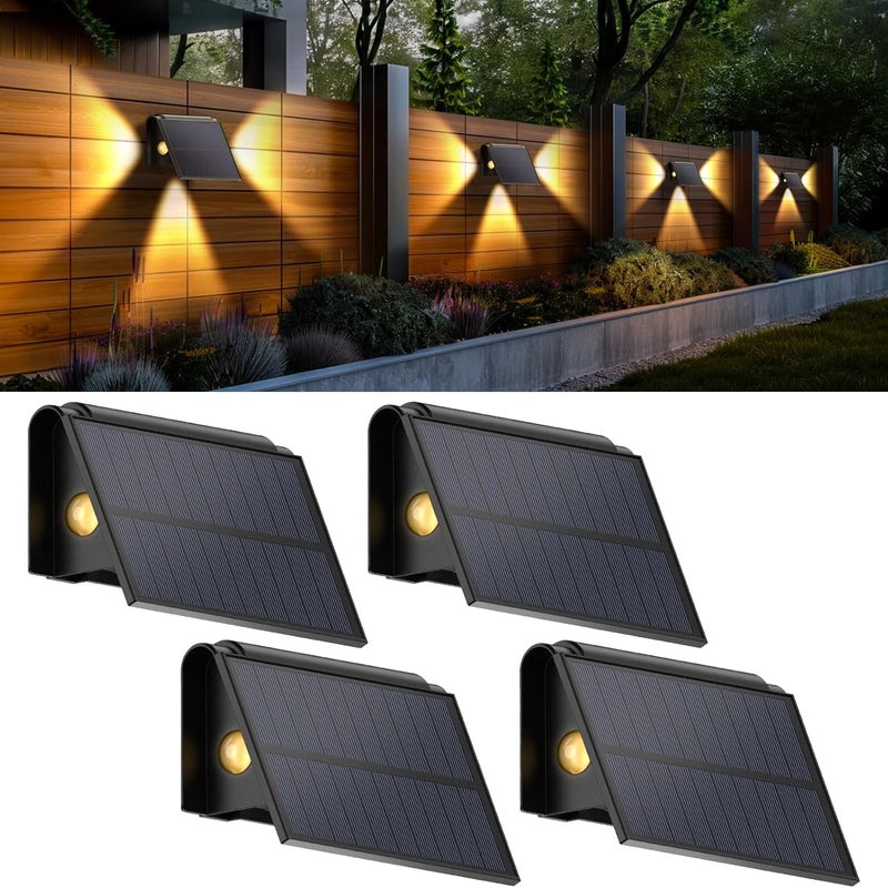 Zewnętrzna solarna lampa ścienna z diodami LED ciepłe światło wodoodporność automatyczne włączanie wyłączanie zestaw sztuk odpowiedni na patio