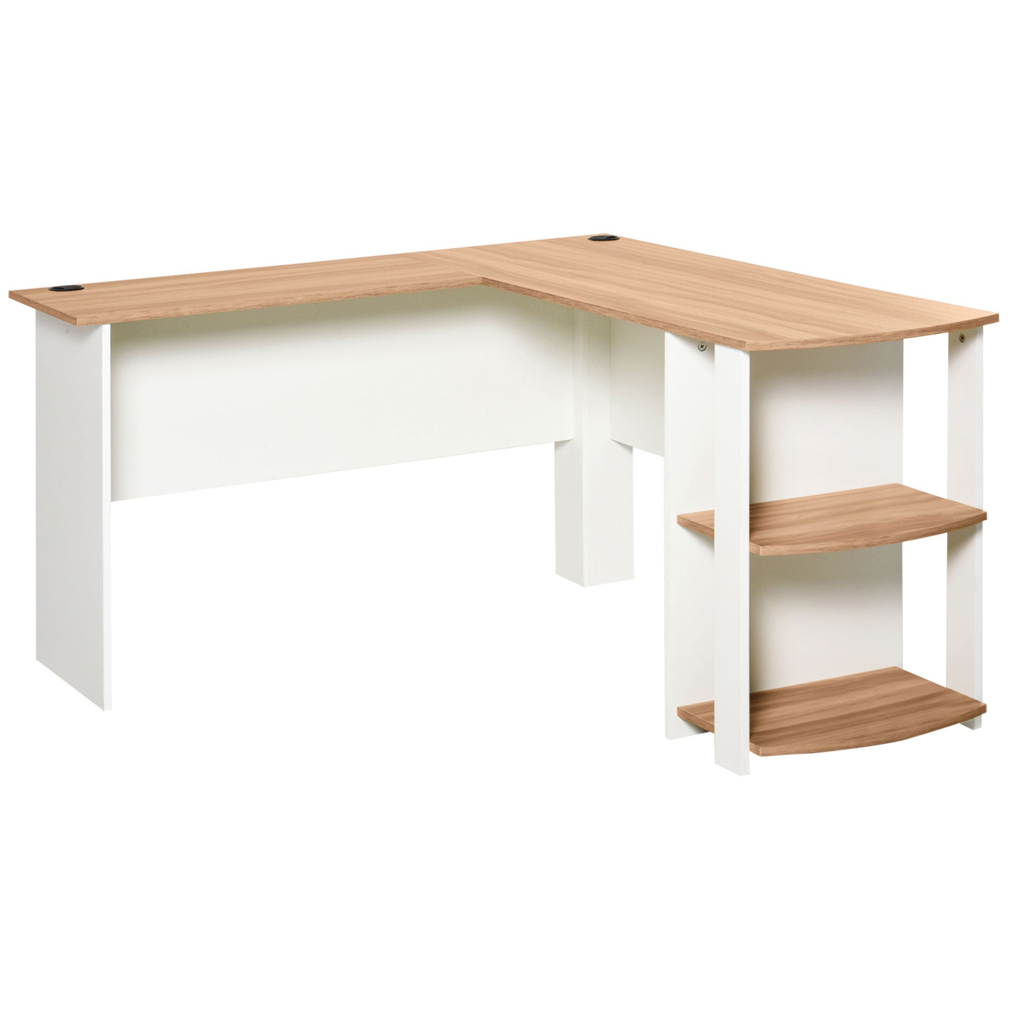 Essenza  Escritorio Esquinero En L Con Estantes 136X130x72cm Y Madera, Mesa Ordenador Oficina Blanco , Leroy Merlin
