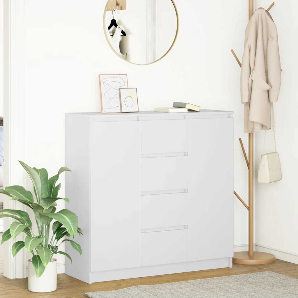 Buffet Avec Tiroirs VidaXL Blanc 71x35x84 Cm - Meuble Rangement Entrée Ou Salle à Manger