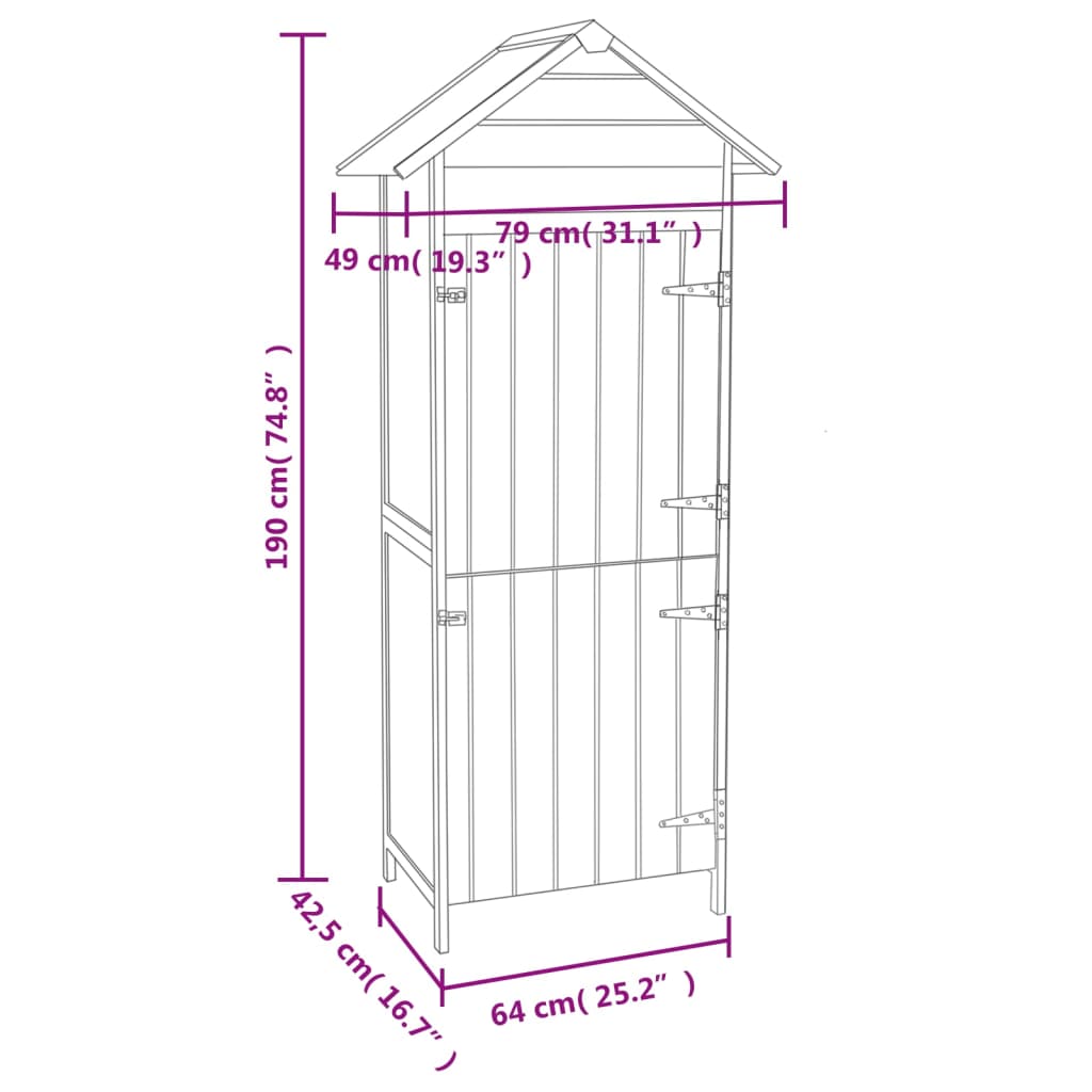 Armoire de rangement de jardin Marron 42,5x64x190 cm - 9