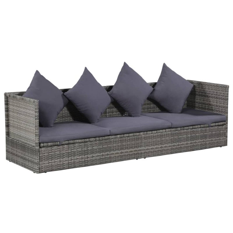 Leżanka ogrodowa, szara, 200 x 60 cm, rattan PE vidaXL