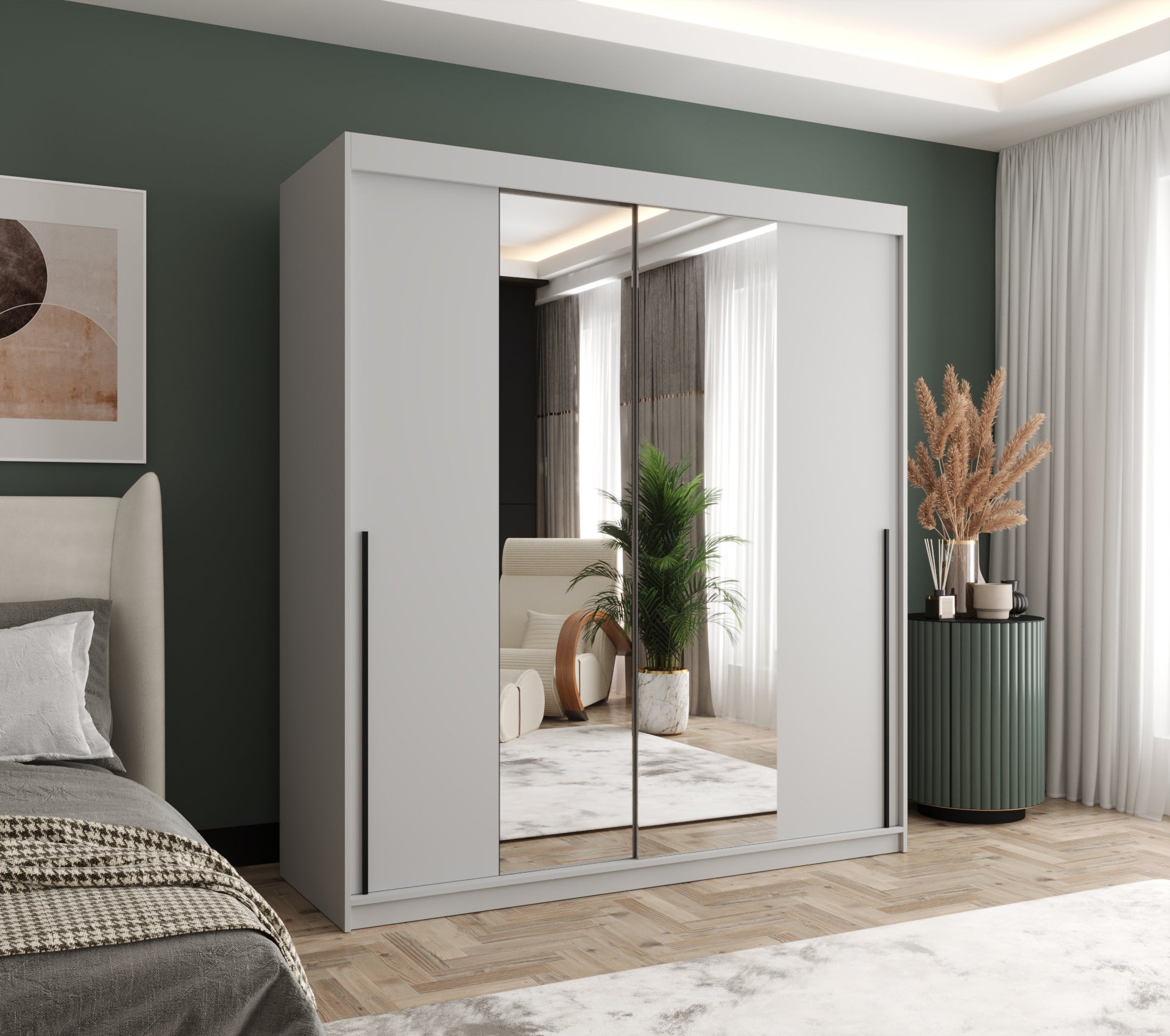 Szafa przesuwna z lustrem SIMA T1 180 x 62 x 200 biały + u. czarny - 2