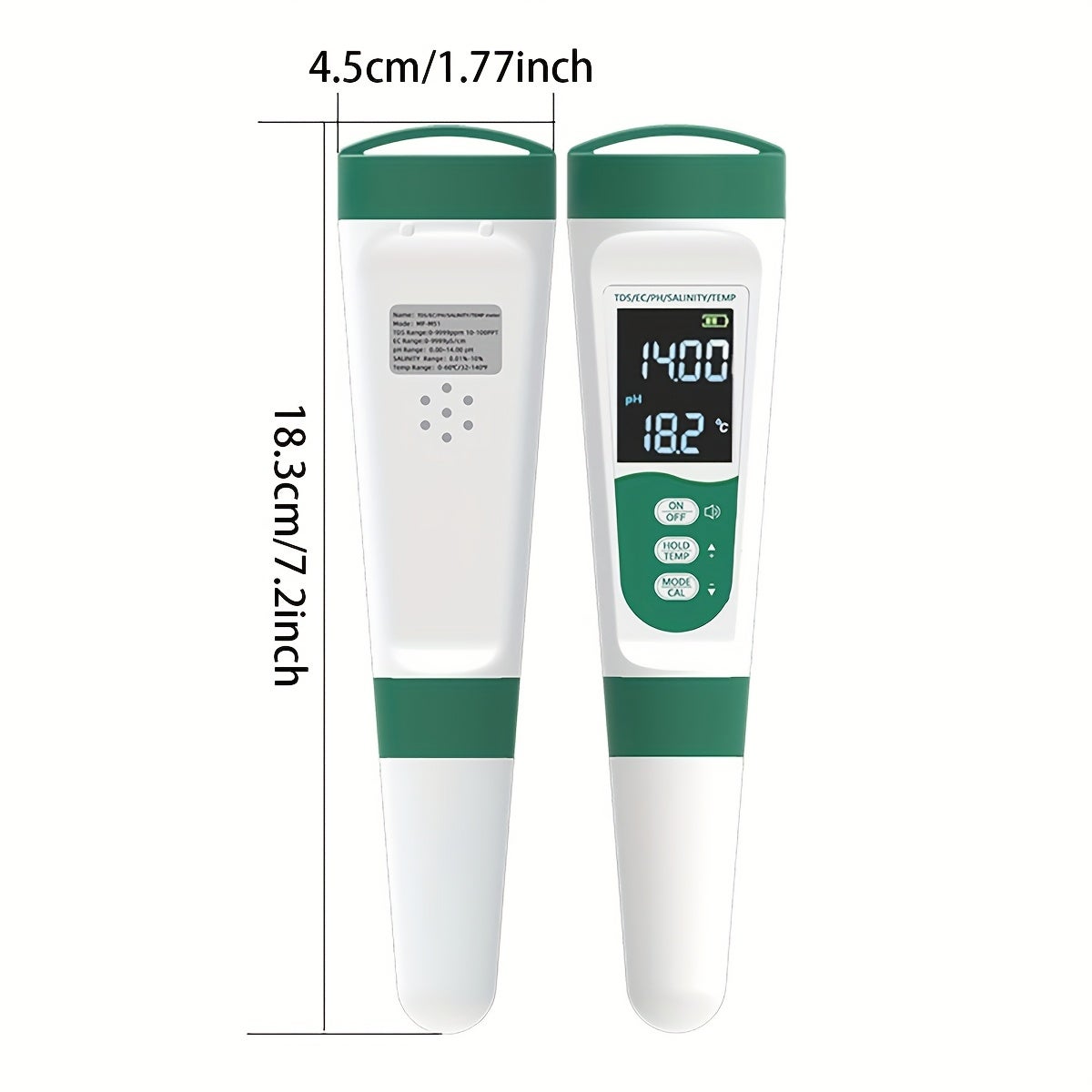 Stylo de test de qualité de l'eau multifonction 5 en 1, TDS, EC, pH, sel, température, résultats rapides, haute précision, testeur de qualité de l'eau - 5