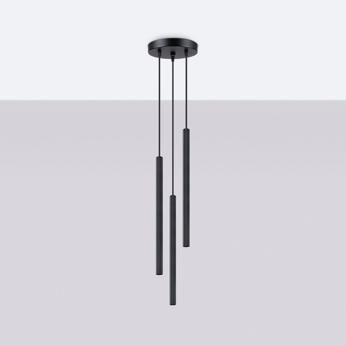 Lampa wisząca ELARA 3P czarna LED 4000K - 20x20x120cm Sollux