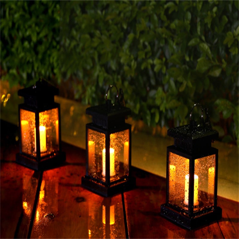 Lampe à bougie solaire vintage avec système de contrôle de lumière solaire, boîtier étanche, grande batterie - 9*9*22 cm - 3