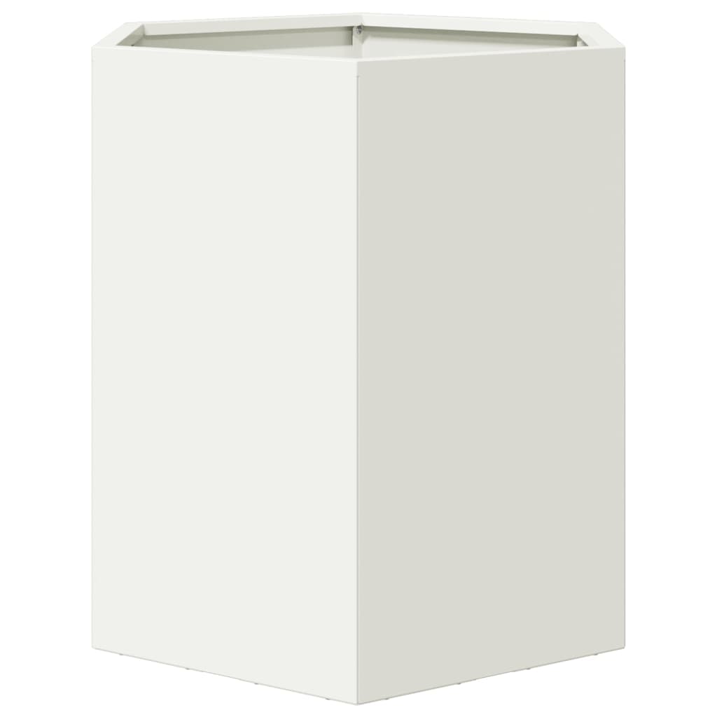 Maison Exclusive - Jardinera hexagonal acero blanco 46x40x45 cm - 4