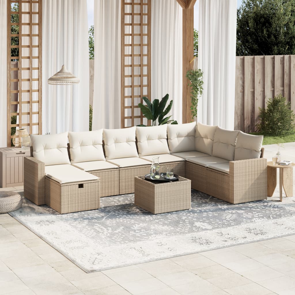 Salon De Jardin 5 Pièces Résine Tressée Beige VidaXL - Canapé Et Coussins Neufs