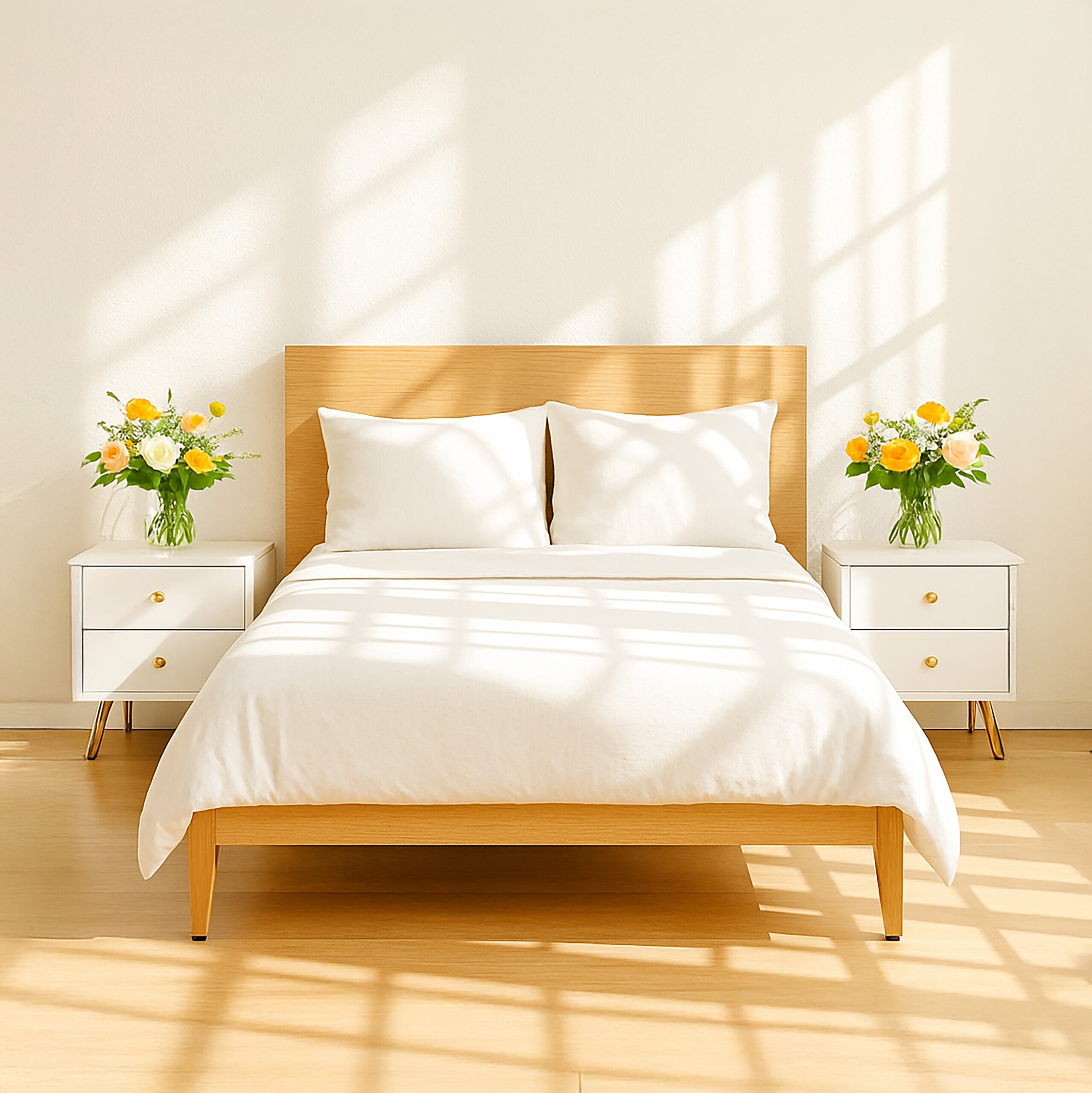 Comodino da Notte con Cassetti, 2 Tavolini Bassi Laterali Camera da Letto, HLP: 41,5x40x32,5 cm, Bianco Oro, Relaxdays - 2