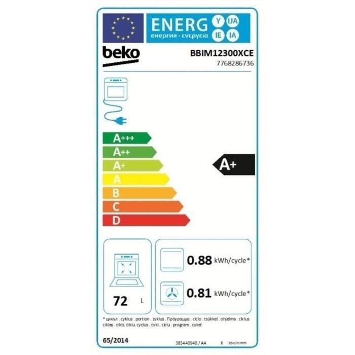 Four encastrable Beko BBIM12300XCE 72 L catalytique Inox AeroPerfect 3D chaleur pulsée - 8