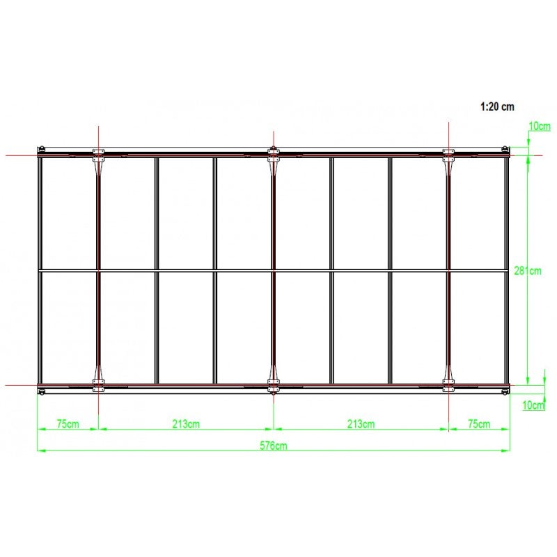X-Metal Carport autoportant aluminium 17m² polycarbonate 6mm anthracite avec kit d'ancrage - 5