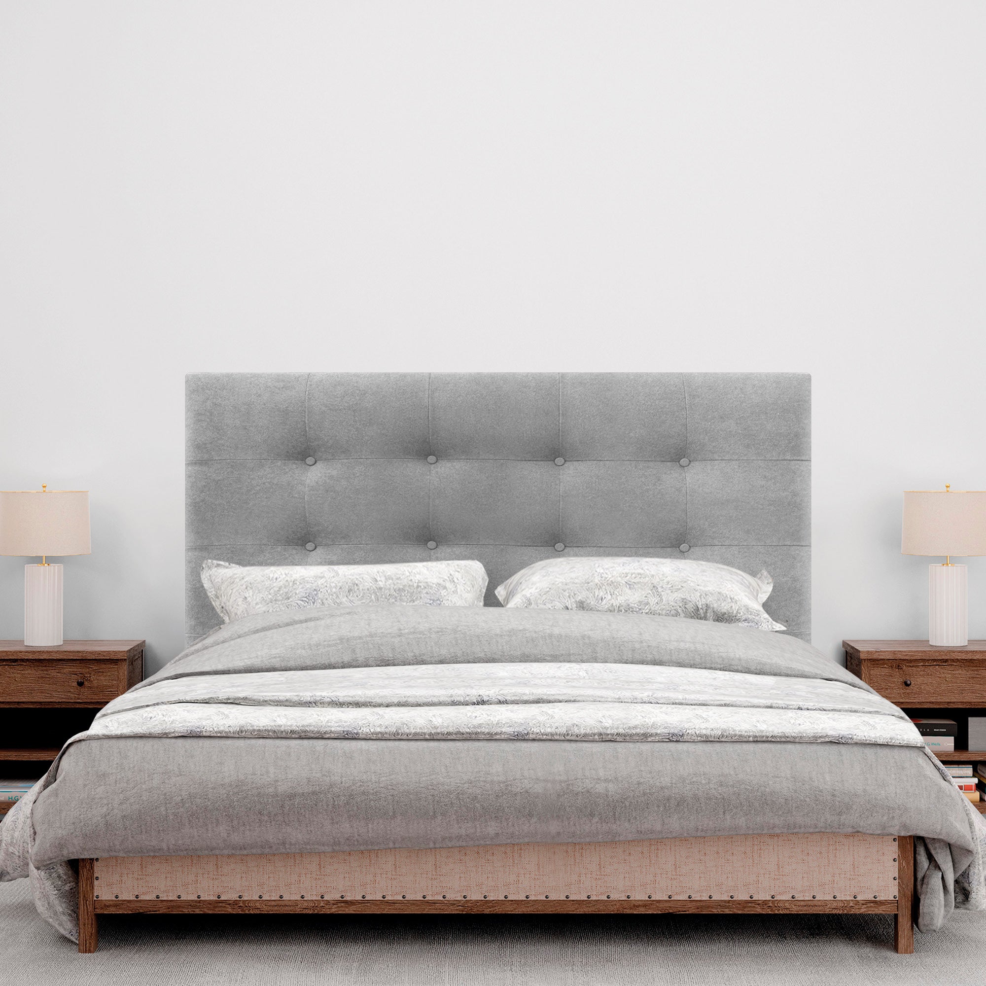 DHOME Cabecero de Tela Aqualine Capitoné Hasta el Suelo 160x120cm Camas 150/160 - Gris - 2