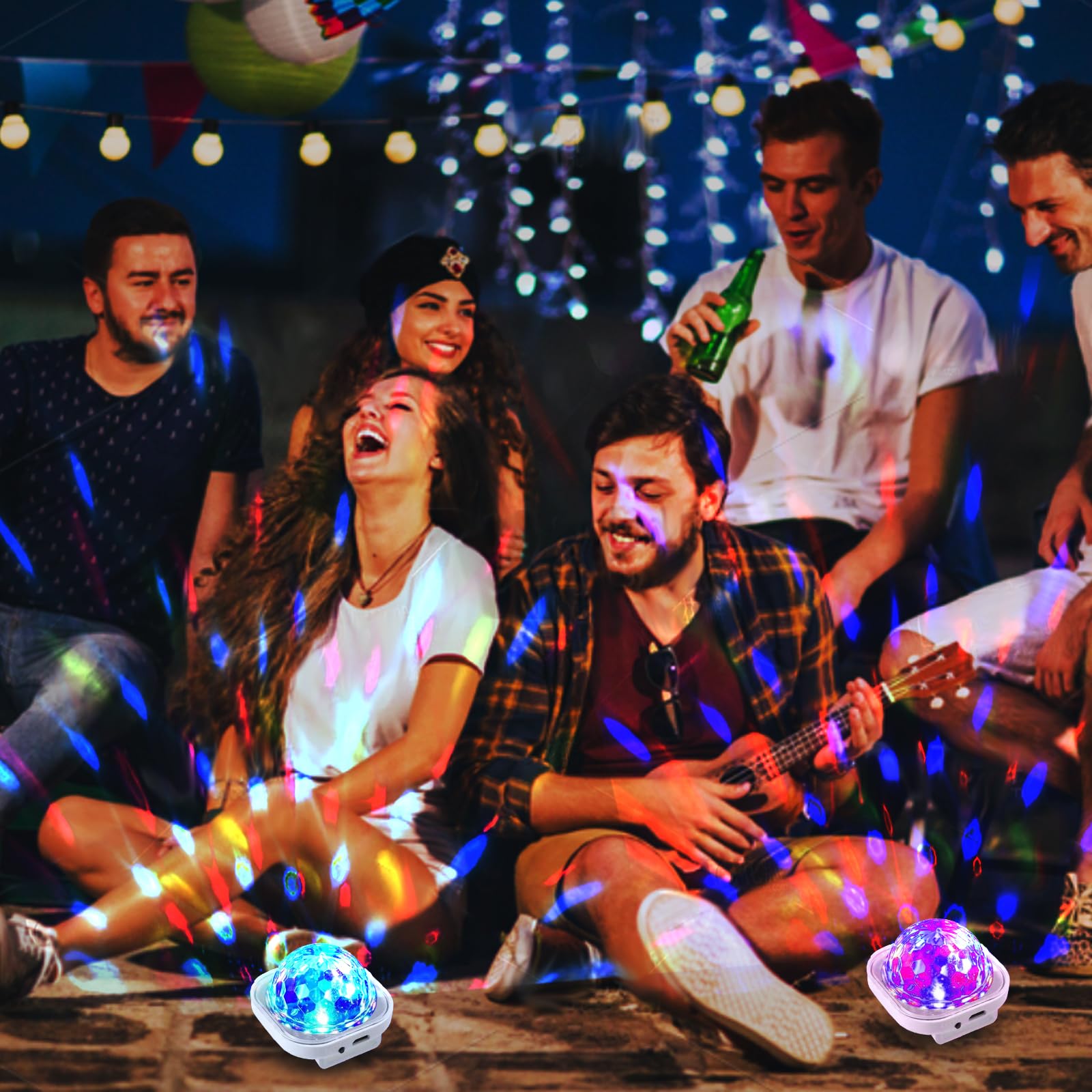 Bracelet Boule Disco LED,Lumière Scénique Portable avec Commande Vocale pour Fêtes,Bars,Clubs,Mariages - Mini Boule Disco pour Enfants - 7