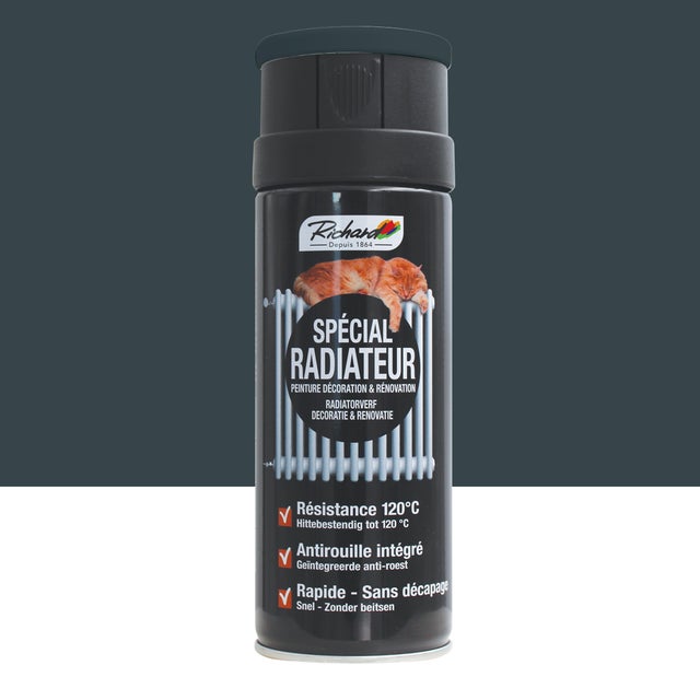 Peinture aérosol spécial radiateur résistance 120°C antirouille intégrée Richard 400 ml RAL 7015 Ardoise