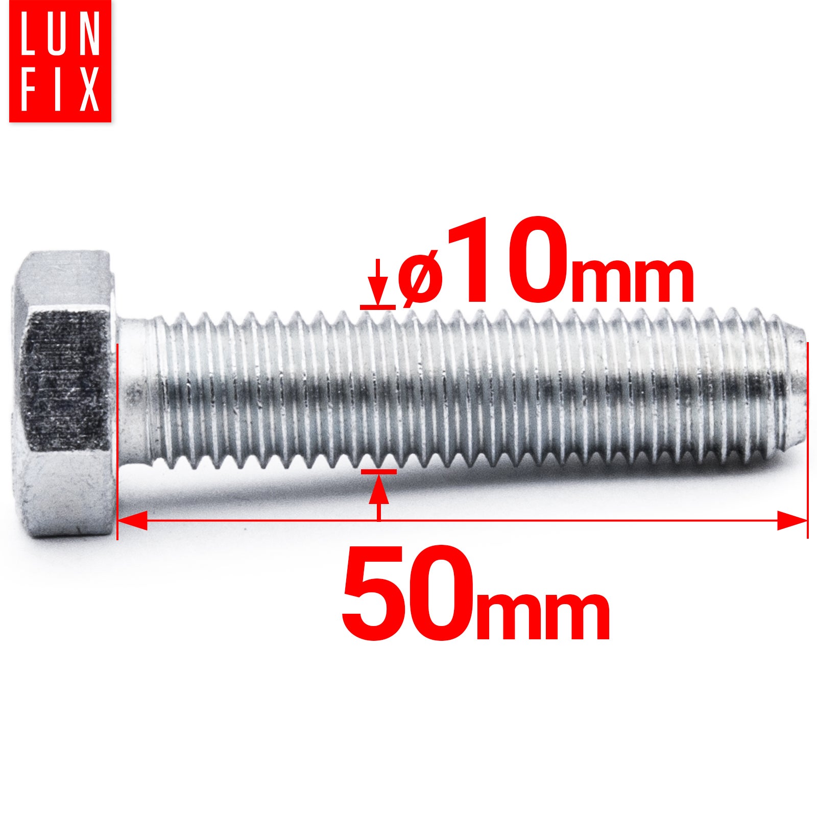 Śruba sześciokątna M10 50 mm DIN 933 kl. 5.8 1kg