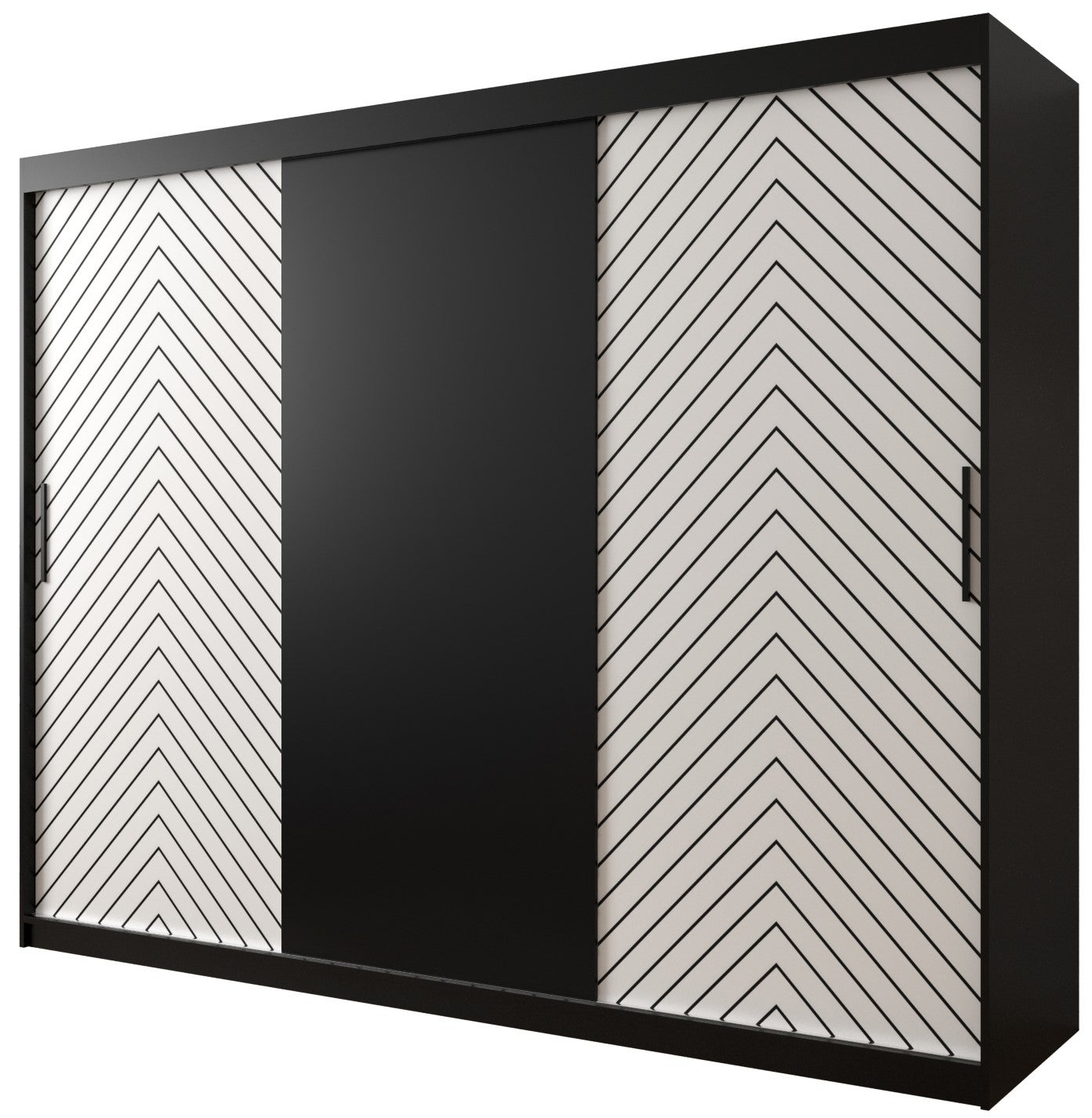 Szafa przesuwna garderoba JODEŁKA 250 x 62 x 200 cm Czarny + Biały - Abiks Meble