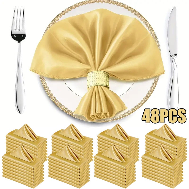 48 złotych eleganckich serwetek Serwetki obiadowe kwadratowe 17x17 cali, chusteczki do dekoracji bankietów i restauracji
