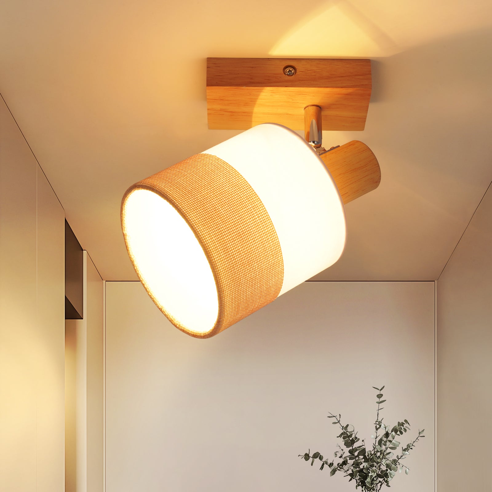 Rétro Applique Murale Vintage Lampe Murale Intérieur en Bois Métal