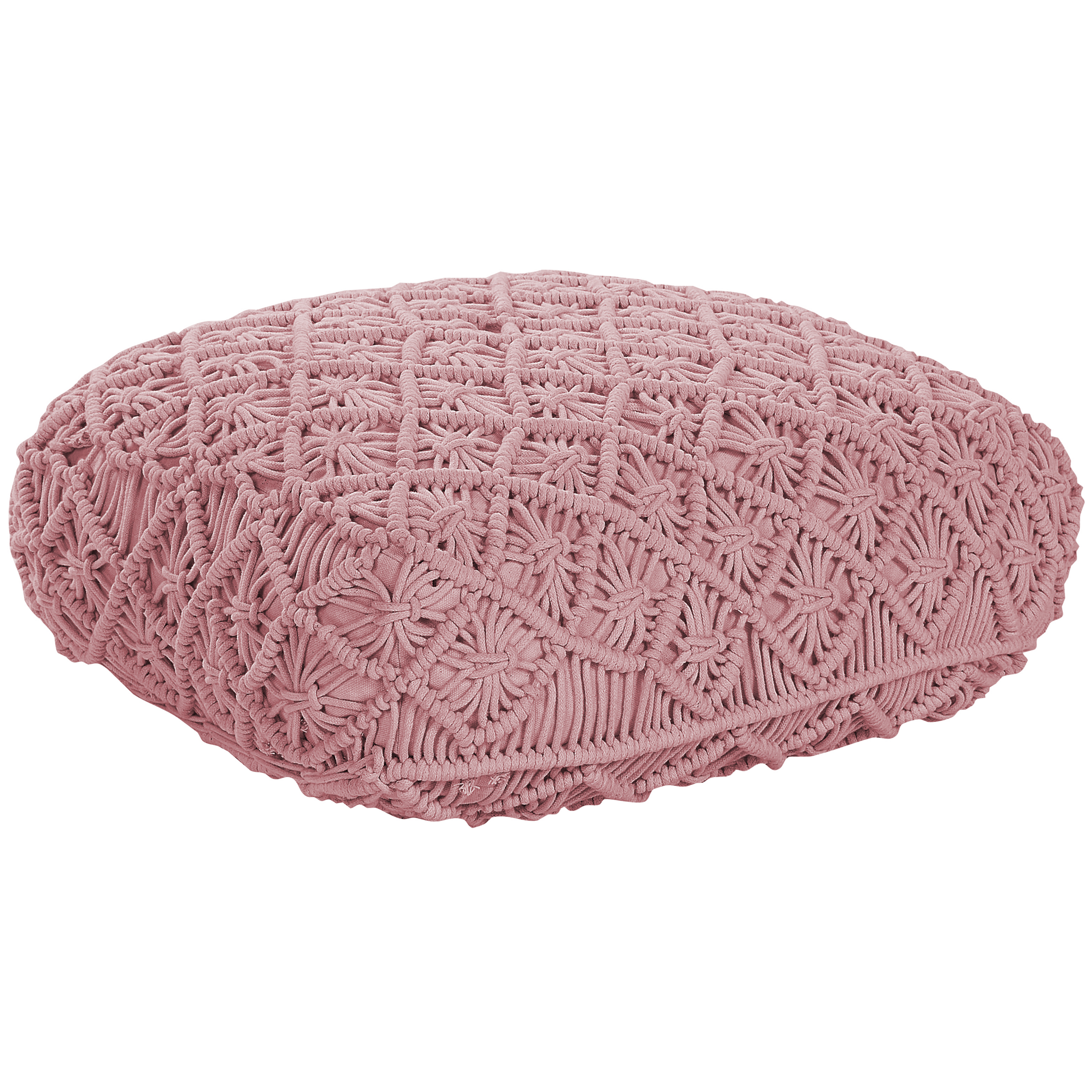 Beliani puf macramé berrechid algodón rosa 50 cm 50 cm 20 cm