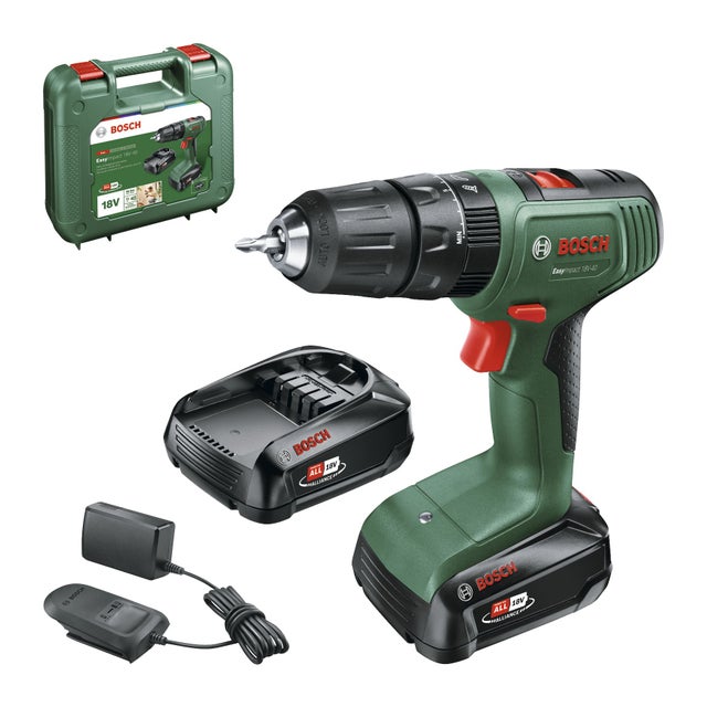 Perceuse à percussion sans fil BOSCH EasyImpact 18V + 2 batteries 2,0Ah + Mallette