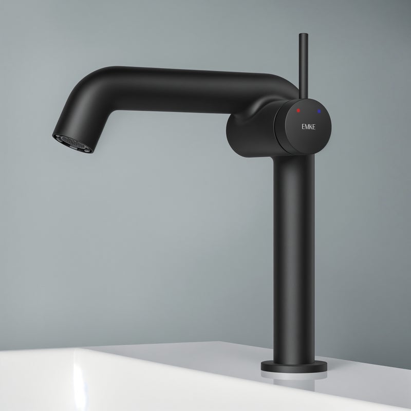 EMKE Bateria umywalkowa czarny matowy 22.2 cm