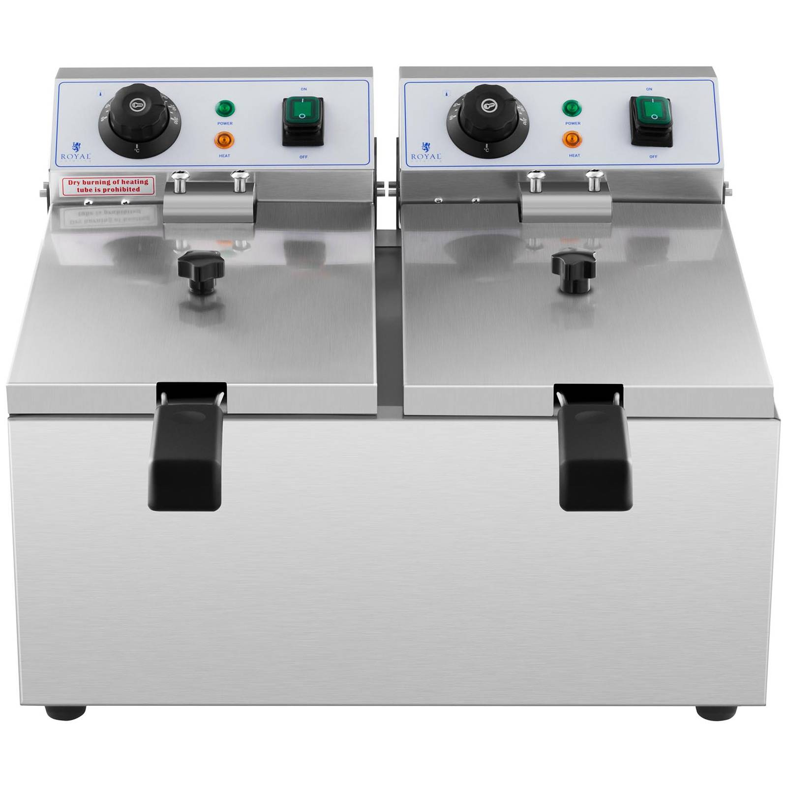 Friteuse électrique - Royal Catering - Puissance : 2 x 3 200 W - 2 x 8 l au total / 2 x 4 l d’huile - 6