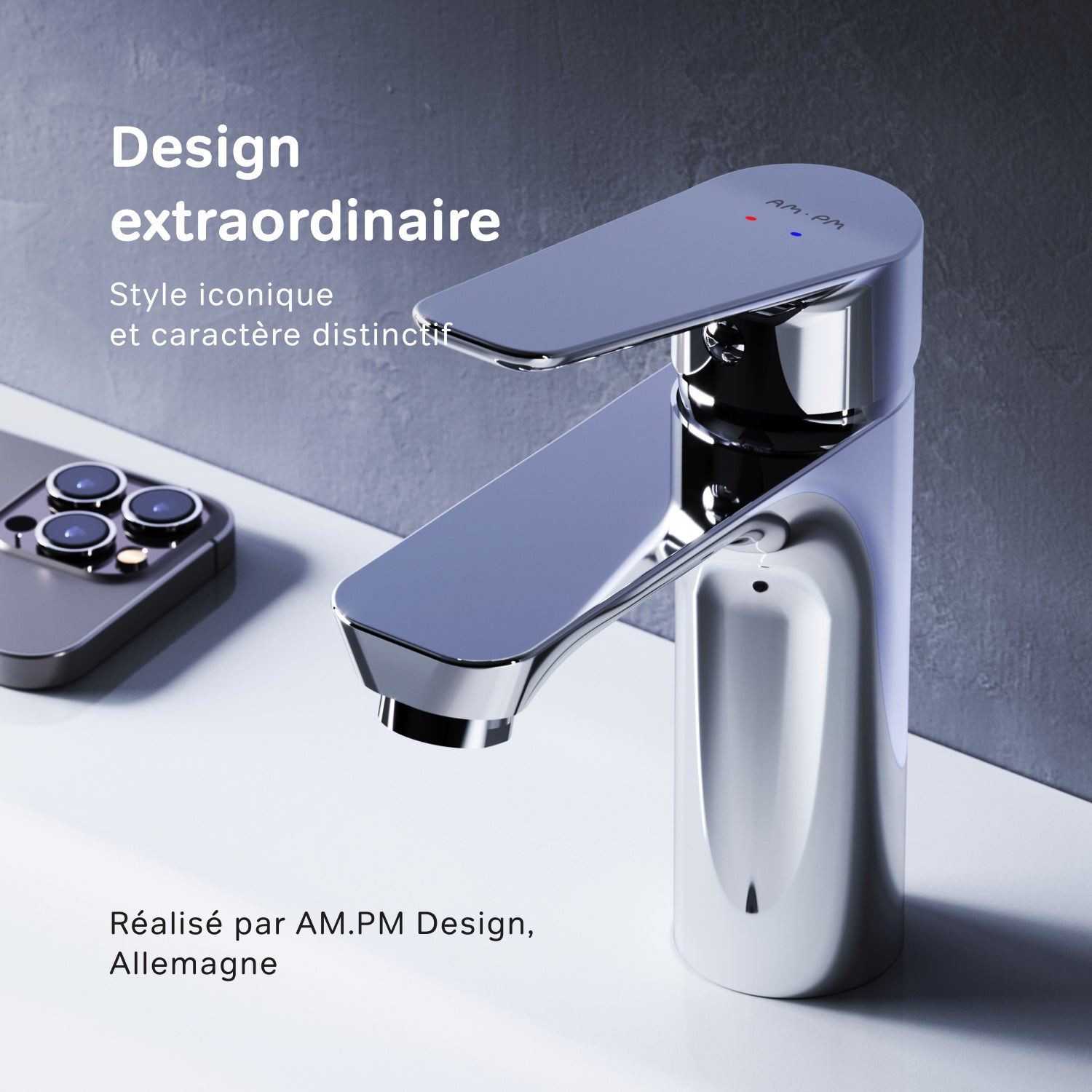 Mitigeur de lavabo avec bonde clic clac, Robinet de lave-mains, Chromé, taille M, Hit FTA82200 AM.PM - 2