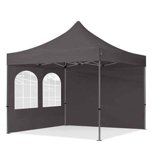 Tente Pliante 3x3m Economy - Bâche 700N, 2 Côtés Fenêtrés, Structure Acier, Chapiteau De Jardin, Barnum Pliant Rouge
