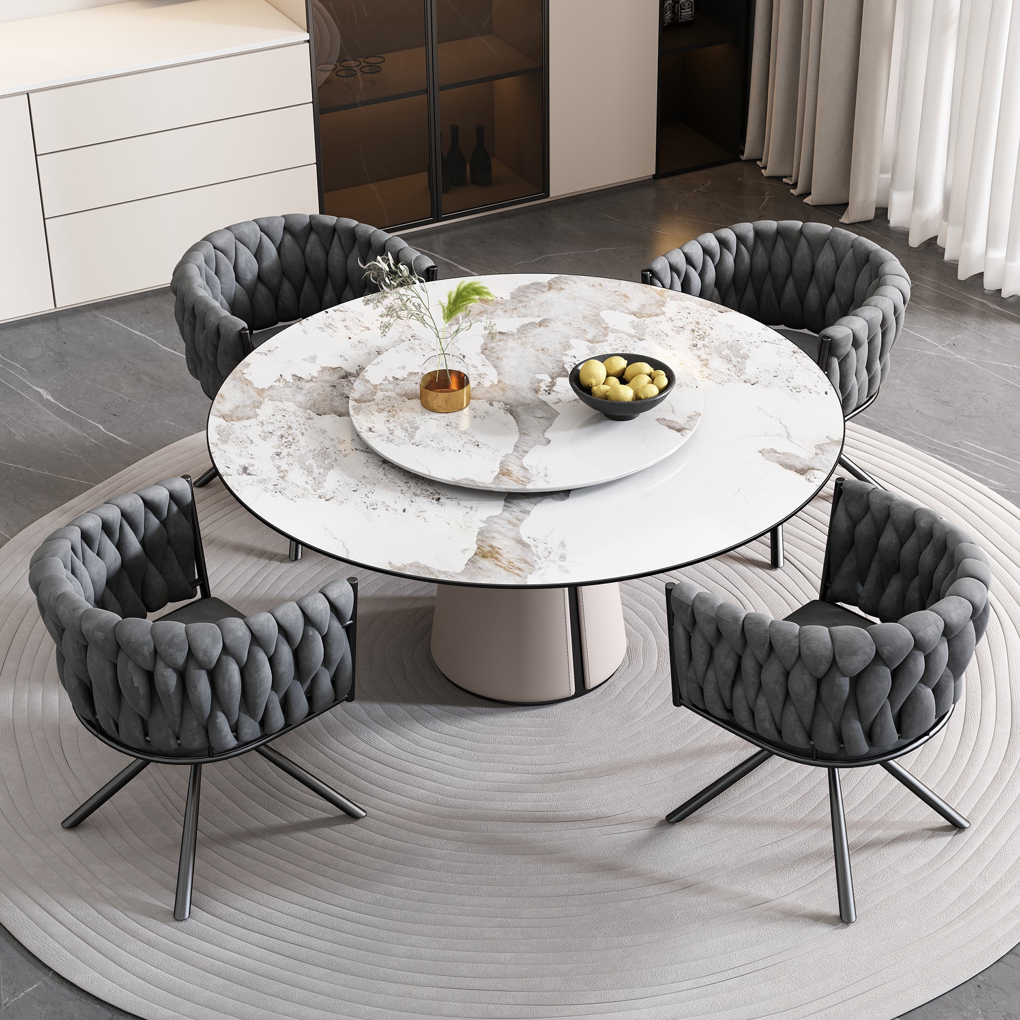 JaHECOME Set 4 Sedie Da Pranzo In Velluto Grigio – Stile Scandinavo, Schienale A Griglia, Gambe In Metallo, Ergonomiche 86x45x58 Cm