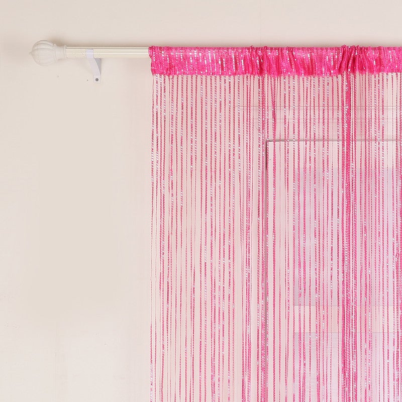 Panel zasłony drzwiowej Moskitiera Cekinowa przędza Zasłony Dekoracja ścienna Okno Drzwi Frędzle Pokój 100 x 200 cm, Różowo-czerwony