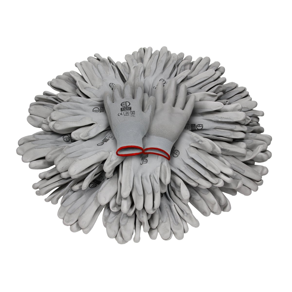 Ecd Germany 48 Paires De Gants De Travail En Pu, Taille 7-s, Couleur Gris, Gants De Mécanicien, Constructeurs, Pour Le Travail De Jardin - 7