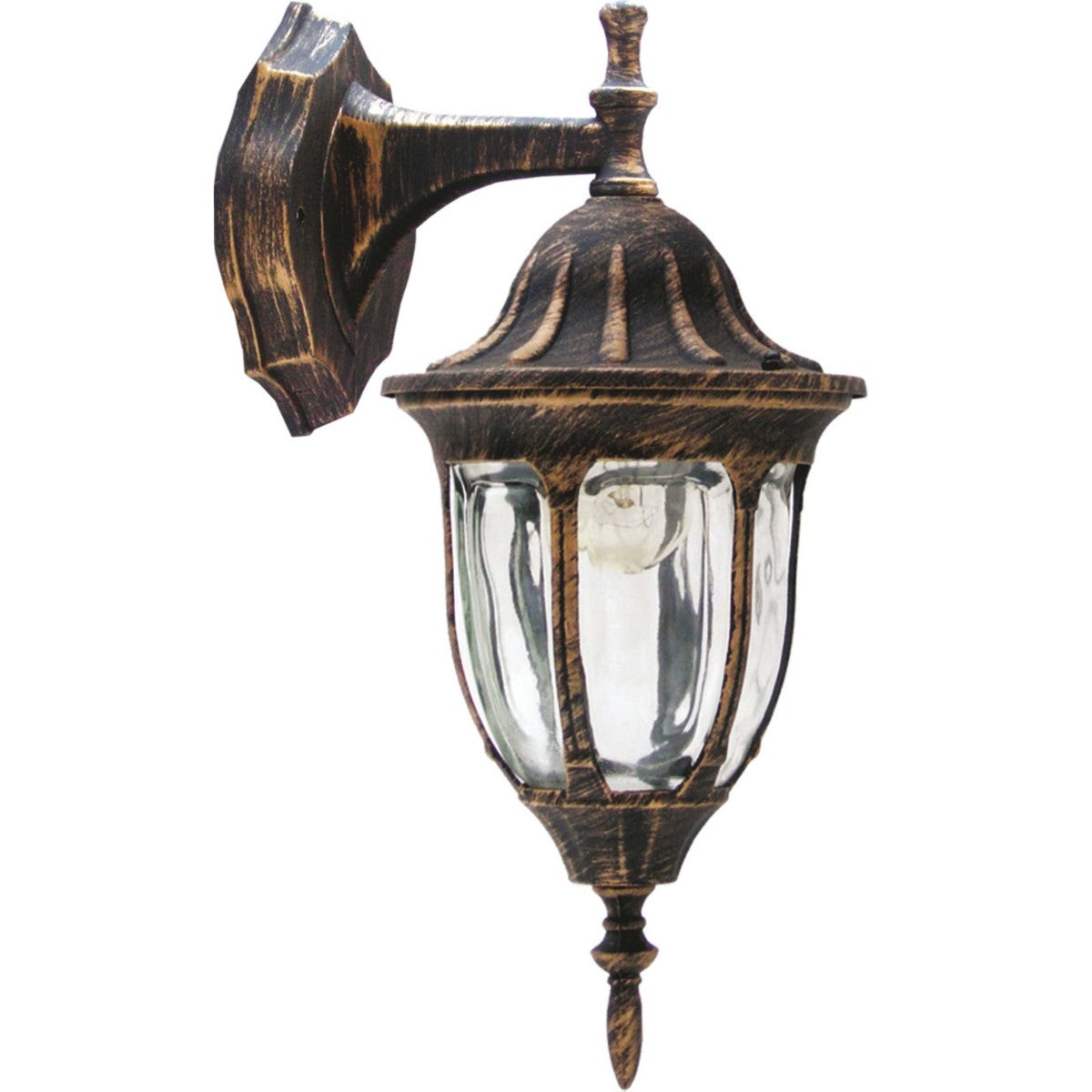Kinkiet zewnętrzny FLORENCJA złoty patyna 1xE27x20W wym: 36,5x16,5x20 cm IP43 Polux