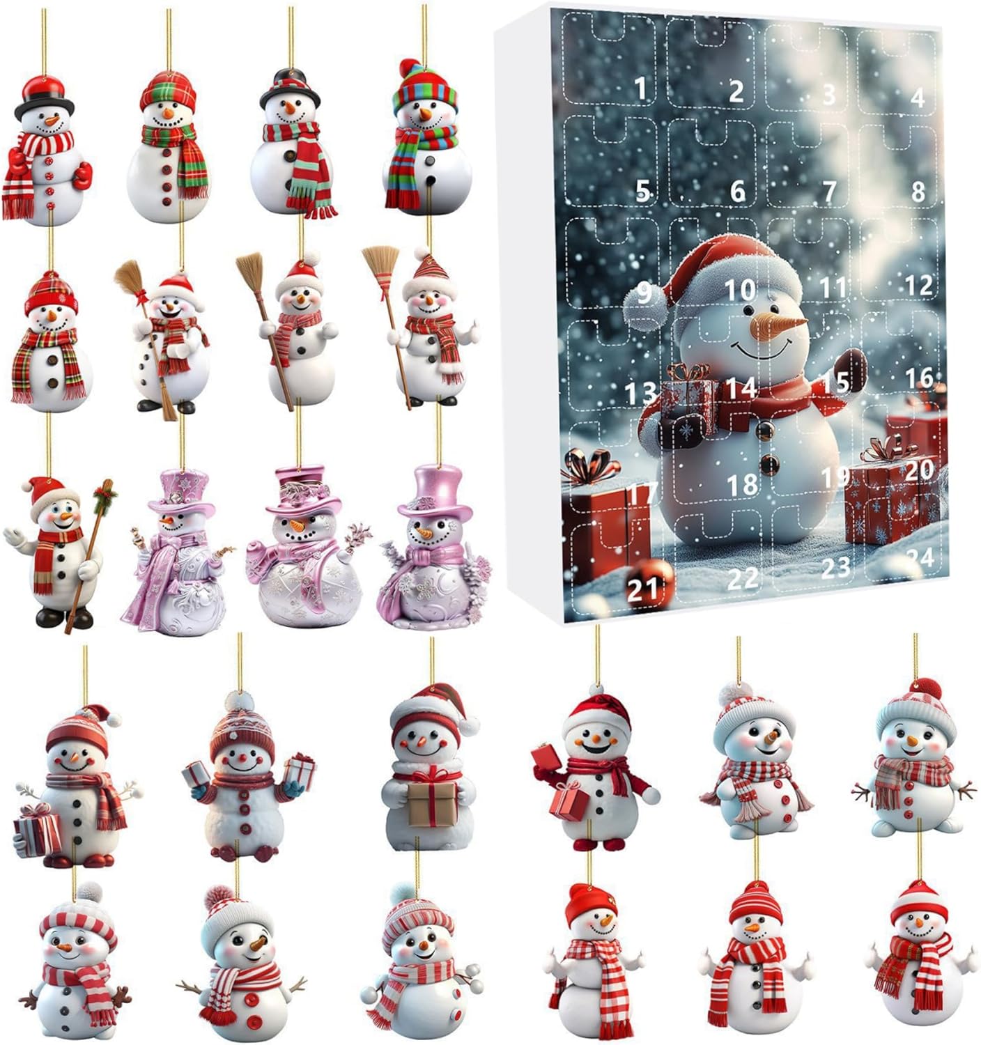 Calendrier De L'Avent Déco En Pierre De Mer - 24 Cases - Mini Décorations Sapin De Noël - Cadeau Collection Unique
