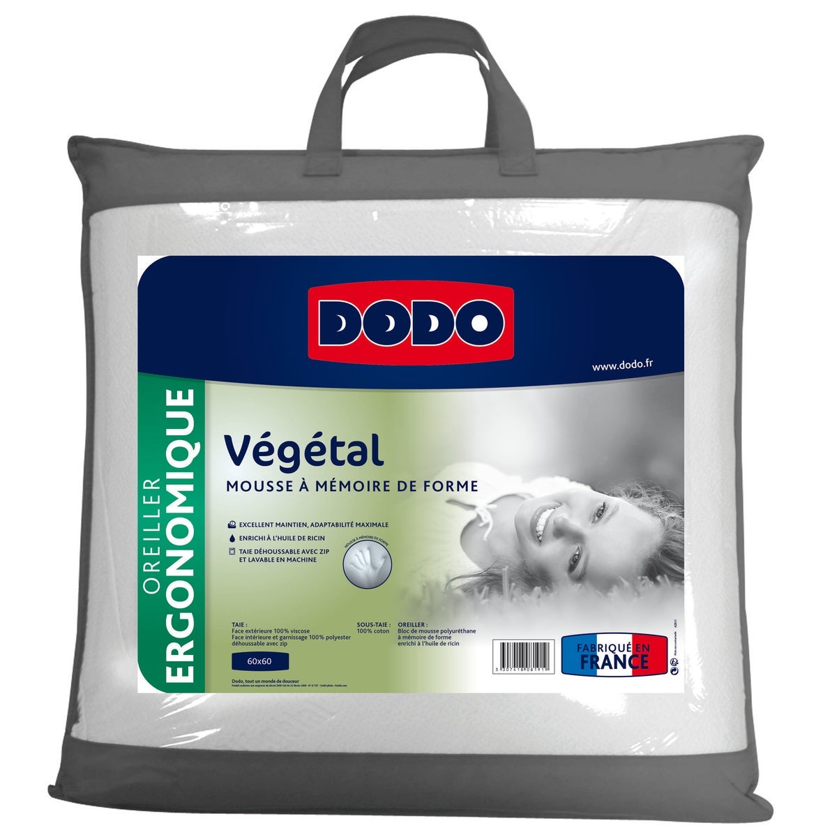 Oreiller 60x60cm Viscovégétal mémoire de forme DODO - 2