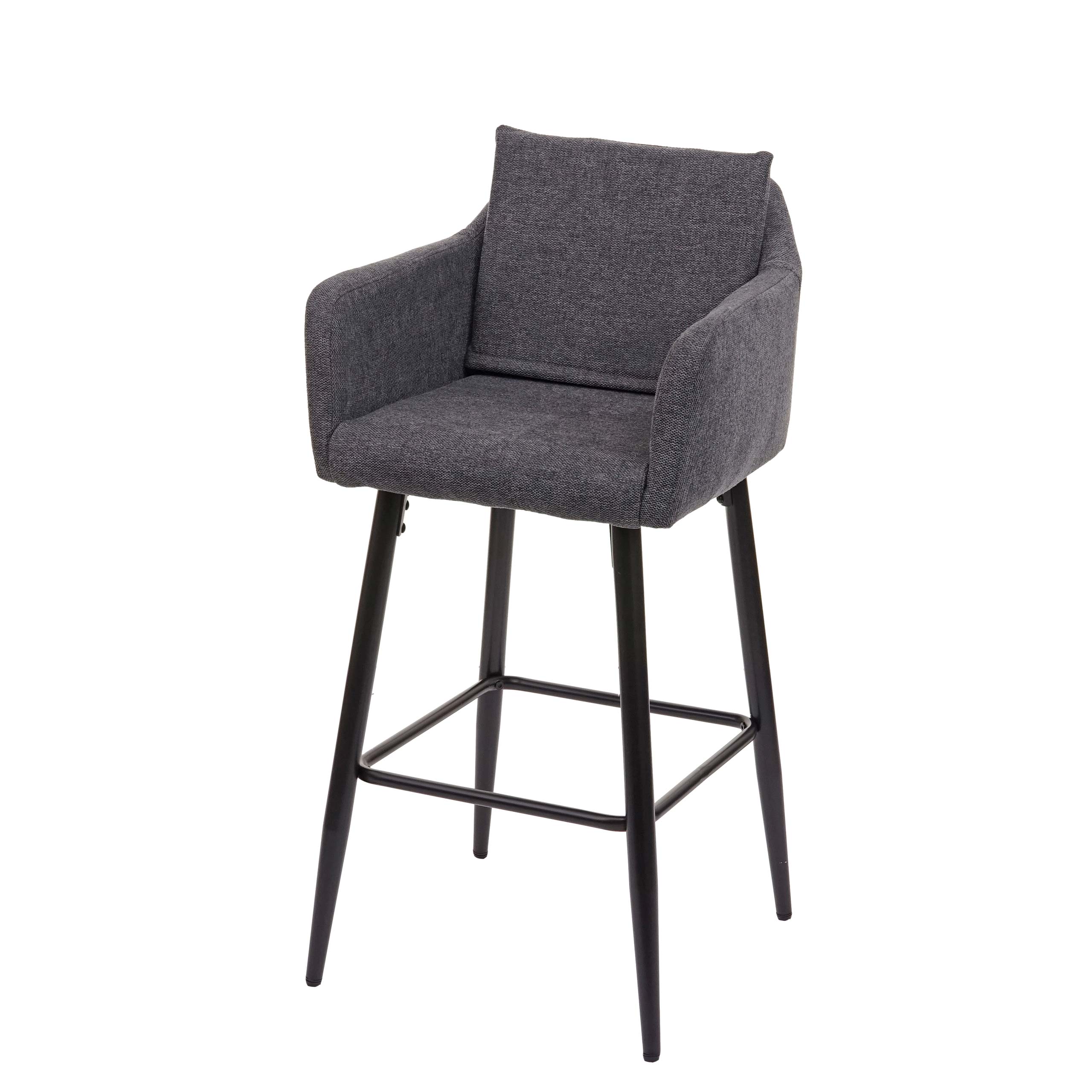 Stołek barowy HWC-H93, stołek barowy, metalowy podnóżek ~ tkanina/tekstylia ciemnoszary