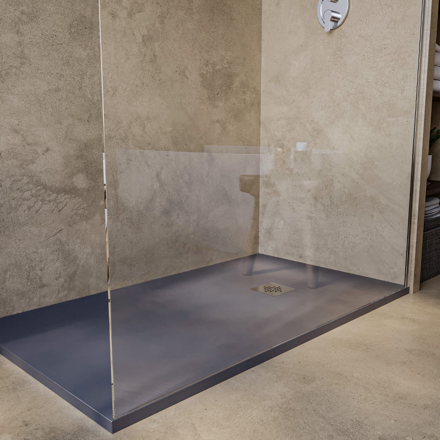 SOULHOME Brodzik prysznicowy– Żywica– Gel Coat– Gładka/Kamienna tekstura – Antypoślizgowy – Kolor łupkowy – 220X100- Niski 3 cm– Standard - 3