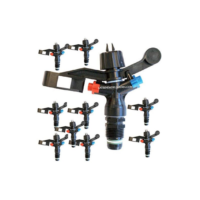 Aspersor de Riego Agricola Circular 1/2'' | Pack 10 Aspersores con Alcance 8 a 12 m | Aspersor de Jardin 360º - 2