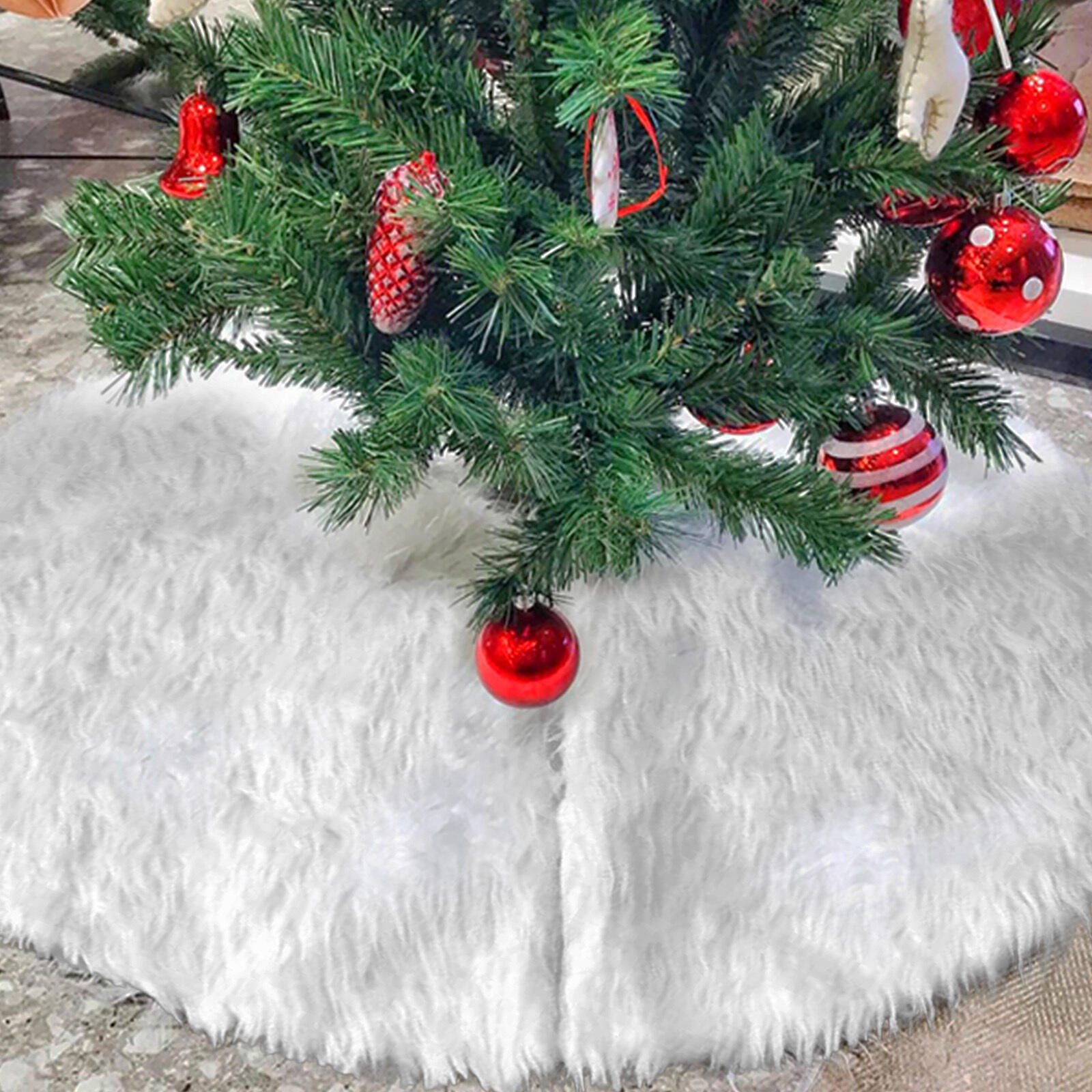 Gonna Per Albero Di Natale Bianca 78 Cm – Morbida Gonna In Peluche, Tappeto Decorativo Con Apertura Facile, Perfetta Per Nascondere Il Tronco