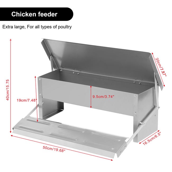 Tramoggia per mangiatoia per polli in plastica con gambe 8 Kg, 37x37x45 Tramoggia per mangiatoia per polli in plastica con gambe 8 Kg, 37x37x45