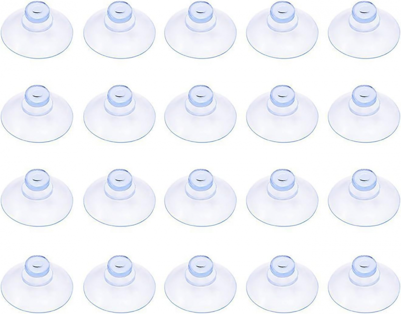 Zestaw 20 małych przezroczystych przyssawek z tworzywa sztucznego, bez haczyka, 30 mm